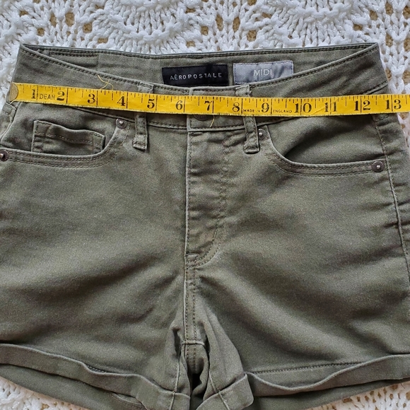 Aeropostale Midi Shorts Army Green Size 0 - Picture 6 of 8